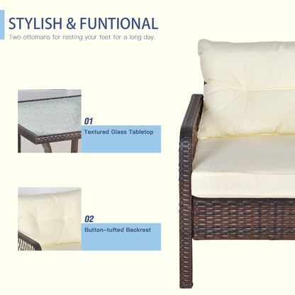 Set di 5 poltrone da esterno Outsunny in rattan PE con comodi cuscini con cerniera e struttura resistente alle intemperie