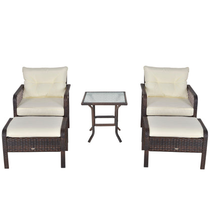 Set di 5 poltrone da esterno Outsunny in rattan PE con comodi cuscini con cerniera e struttura resistente alle intemperie