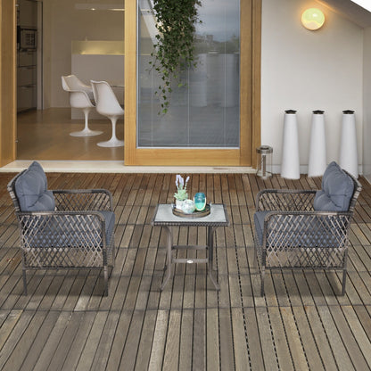 Set di 5 poltrone da esterno Outsunny in rattan PE con comodi cuscini con cerniera e struttura resistente alle intemperie