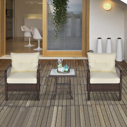 Set di 5 poltrone da esterno Outsunny in rattan PE con comodi cuscini con cerniera e struttura resistente alle intemperie