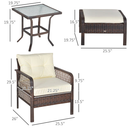 Set di 5 poltrone da esterno Outsunny in rattan PE con comodi cuscini con cerniera e struttura resistente alle intemperie
