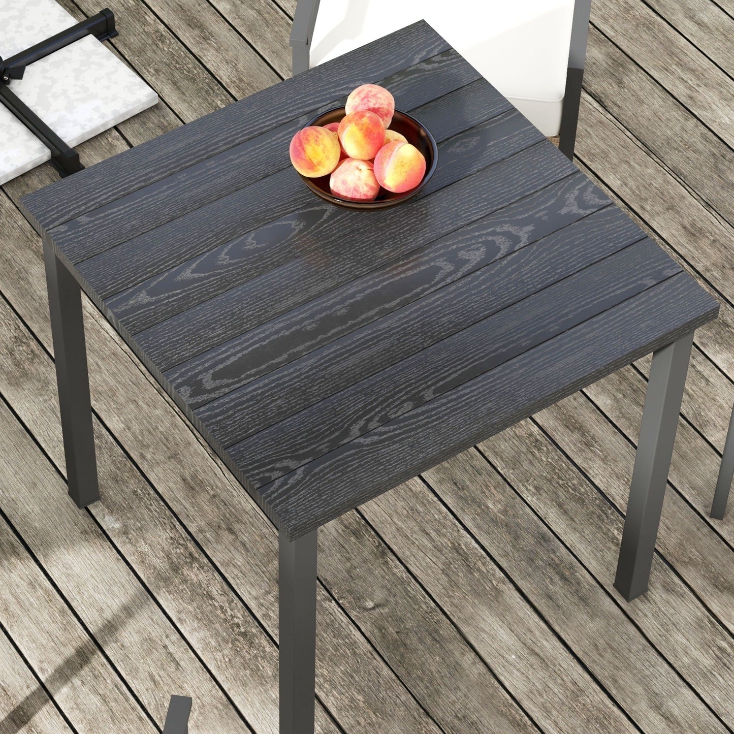 Outsunny Set da pranzo per patio da 5 pezzi, tavolo e sedie da esterno con cuscini, set da pranzo con mobili in vimini e foro per ombrellone - N/D