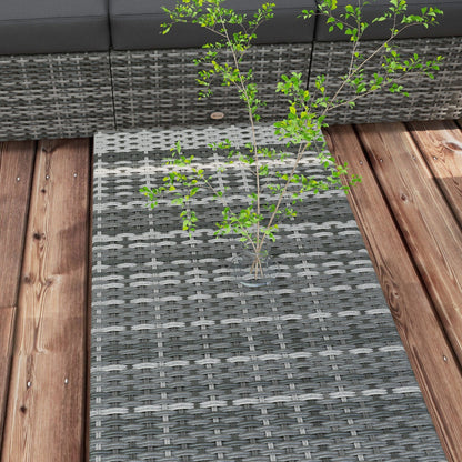 Outsunny Set di mobili da giardino in vimini da 5 pezzi con cuscini imbottiti spessi, divano componibile per esterni in rattan PE