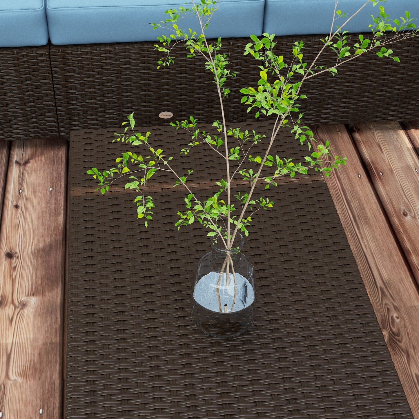 Outsunny Set di mobili da giardino in vimini da 5 pezzi con cuscini imbottiti spessi, divano componibile per esterni in rattan PE