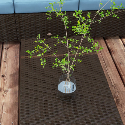 Outsunny Set di mobili da giardino in vimini da 5 pezzi con cuscini imbottiti spessi, divano componibile per esterni in rattan PE