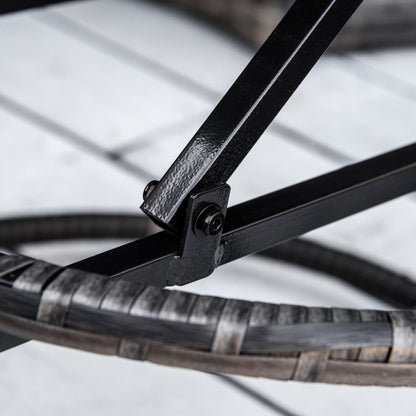 Outsunny 5 pezzi set da salotto in vimini PE per patio, set di mobili da giardino in rattan per conversazione all'aperto, divano letto rotondo