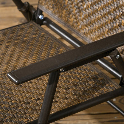 Outsunny Set da pranzo in vimini da 5 pezzi per patio, tavolo e sedie pieghevoli per esterni, set da pranzo con mobili in vimini e foro per ombrellone