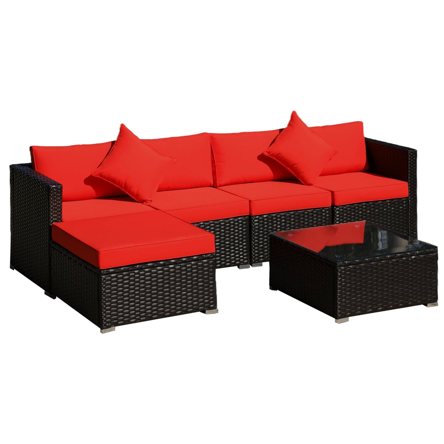 Outsunny Set di 6 mobili da giardino in rattan e vimini con comodi cuscini in cotone e fodere rimovibili