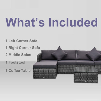 Outsunny Set di 6 mobili da giardino in rattan e vimini con comodi cuscini in cotone e fodere rimovibili