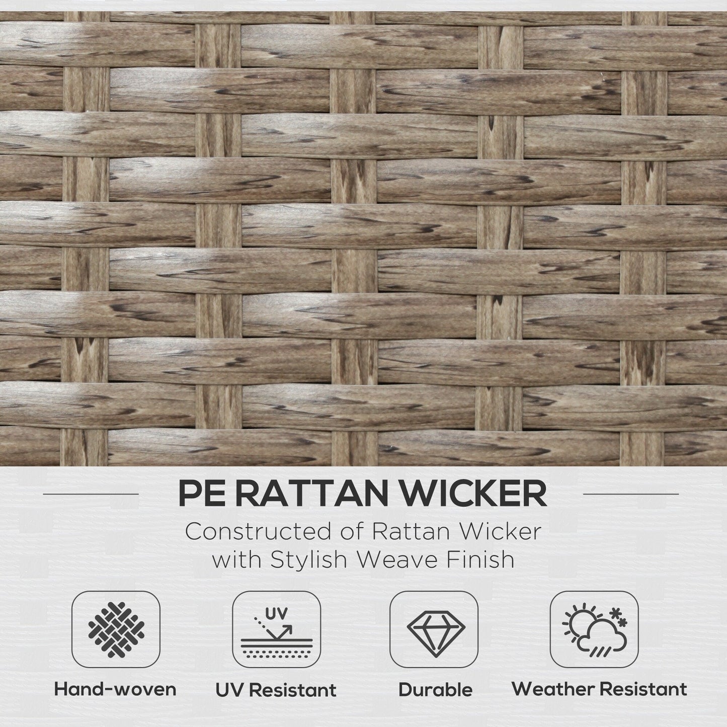 Outsunny Set di 6 mobili da giardino in rattan e vimini con comodi cuscini in cotone e fodere rimovibili