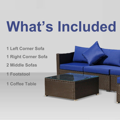 Outsunny Set di 6 mobili da giardino in rattan e vimini con comodi cuscini in cotone e fodere rimovibili