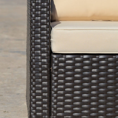 Outsunny Set di 6 mobili da giardino in rattan e vimini con comodi cuscini in cotone e fodere rimovibili