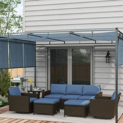 Set di mobili da giardino Outsunny da 6 pezzi con divano a tre posti in rattan, sedie a dondolo girevoli e poggiapiedi