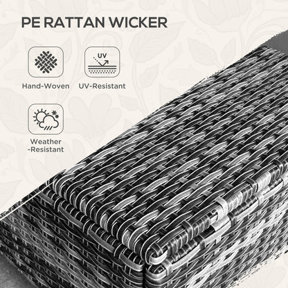 Set di mobili da giardino Outsunny da 6 pezzi con divano a tre posti in rattan, sedie a dondolo girevoli e poggiapiedi