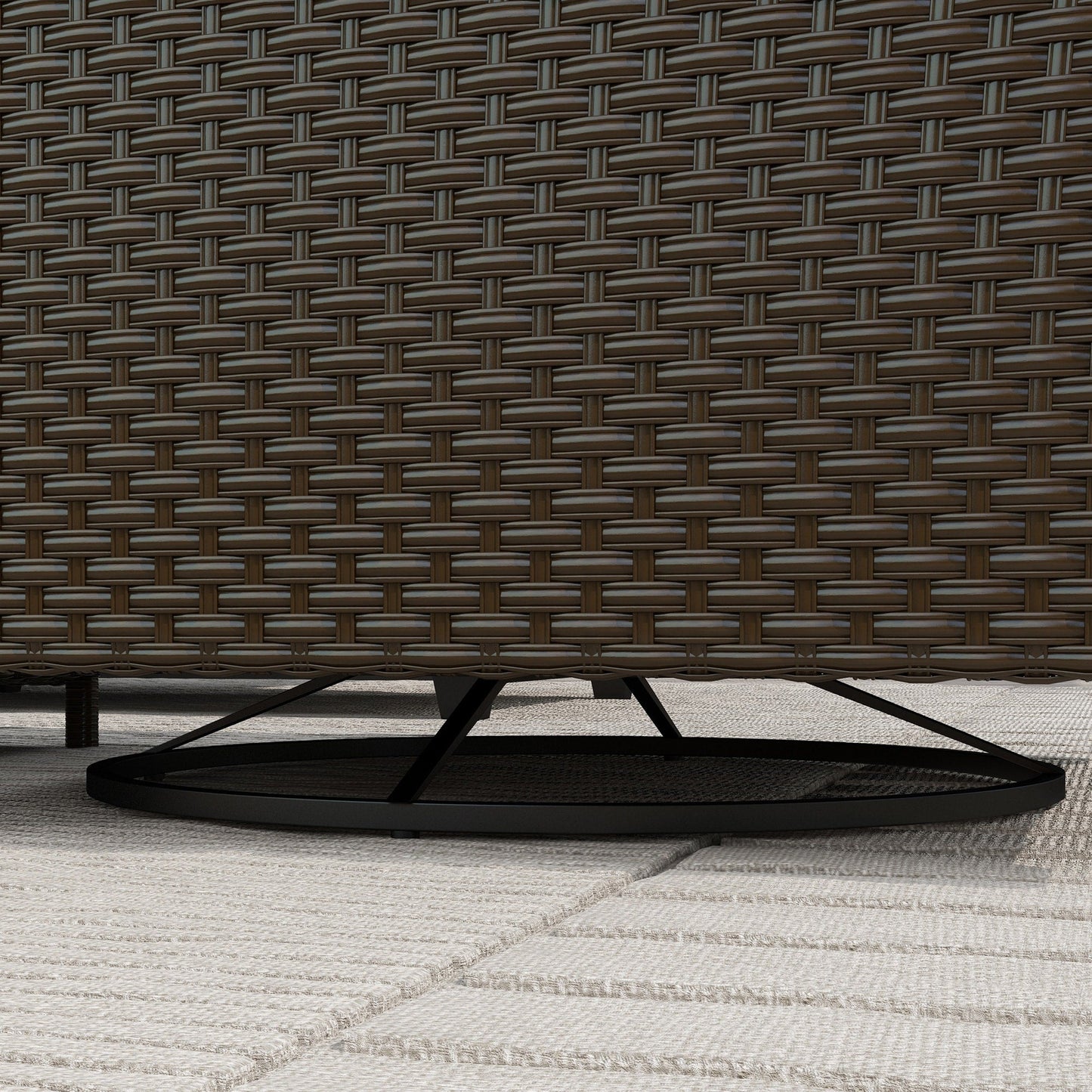 Set di mobili da giardino Outsunny da 6 pezzi con divano a tre posti in rattan, sedie a dondolo girevoli e poggiapiedi