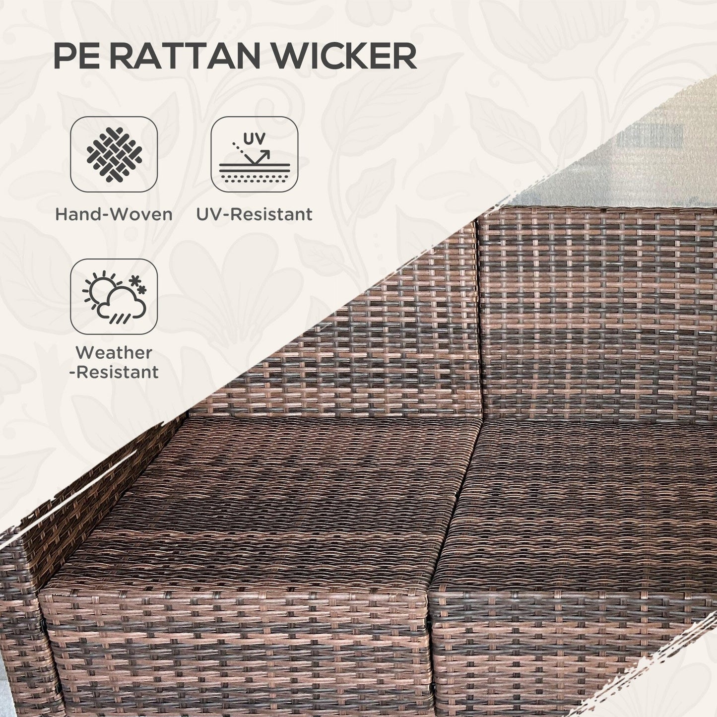 Set di mobili da giardino Outsunny da 6 pezzi con divano a tre posti in rattan, sedie a dondolo girevoli e poggiapiedi