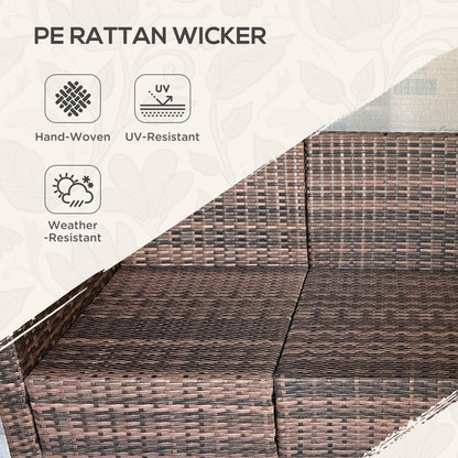 Set di mobili da giardino Outsunny da 6 pezzi con divano a tre posti in rattan, sedie a dondolo girevoli e poggiapiedi