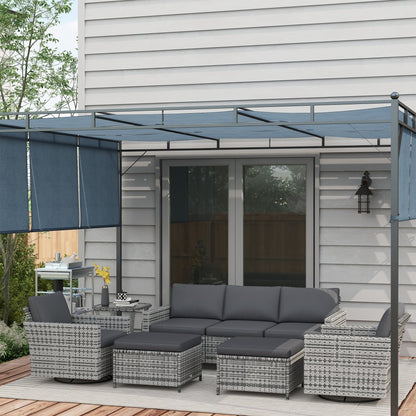 Set di mobili da giardino Outsunny da 6 pezzi con divano a tre posti in rattan, sedie a dondolo girevoli e poggiapiedi