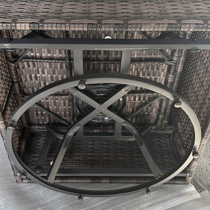 Set di mobili da giardino Outsunny da 6 pezzi con divano a tre posti in rattan, sedie a dondolo girevoli e poggiapiedi