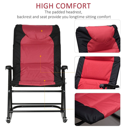 Set di sedie a dondolo pieghevoli Outsunny con seduta e schienale imbottiti, cuscino