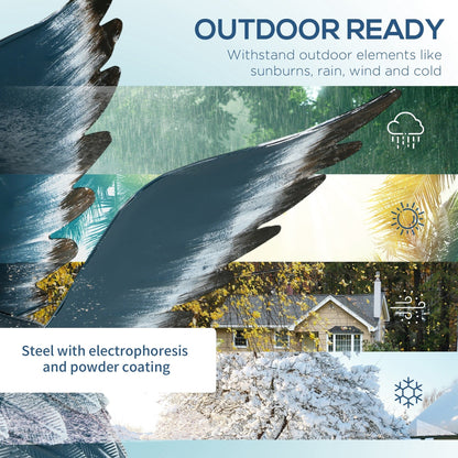 Statue da giardino Outsunny Heron, 29 e 27,5 sculture di uccelli in piedi, decorazioni artistiche in metallo per prato, patio, cortile