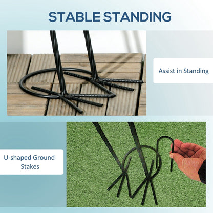 Statue da giardino Outsunny Heron, sculture di uccelli in piedi da 35,5 e 40,5 cm, decorazioni artistiche in metallo per prato, patio, cortile