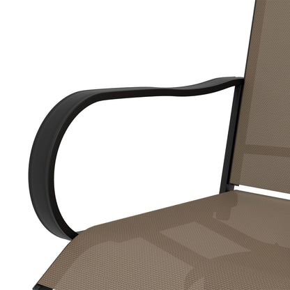 Outsunny Set di 2 sgabelli da bar per esterni con braccioli, sedie da giardino girevoli a 360° con tessuto a rete ad alta densità, acciaio