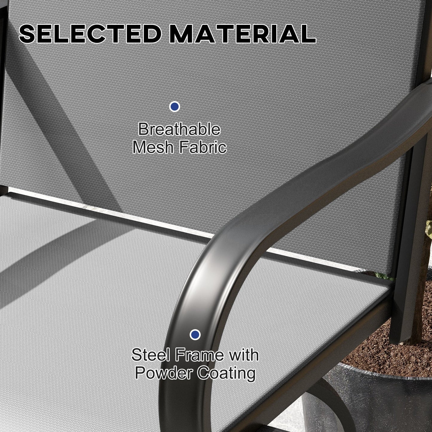 Outsunny Set di 2 sgabelli da bar per esterni con braccioli, sedie da giardino girevoli a 360° con tessuto a rete ad alta densità, acciaio