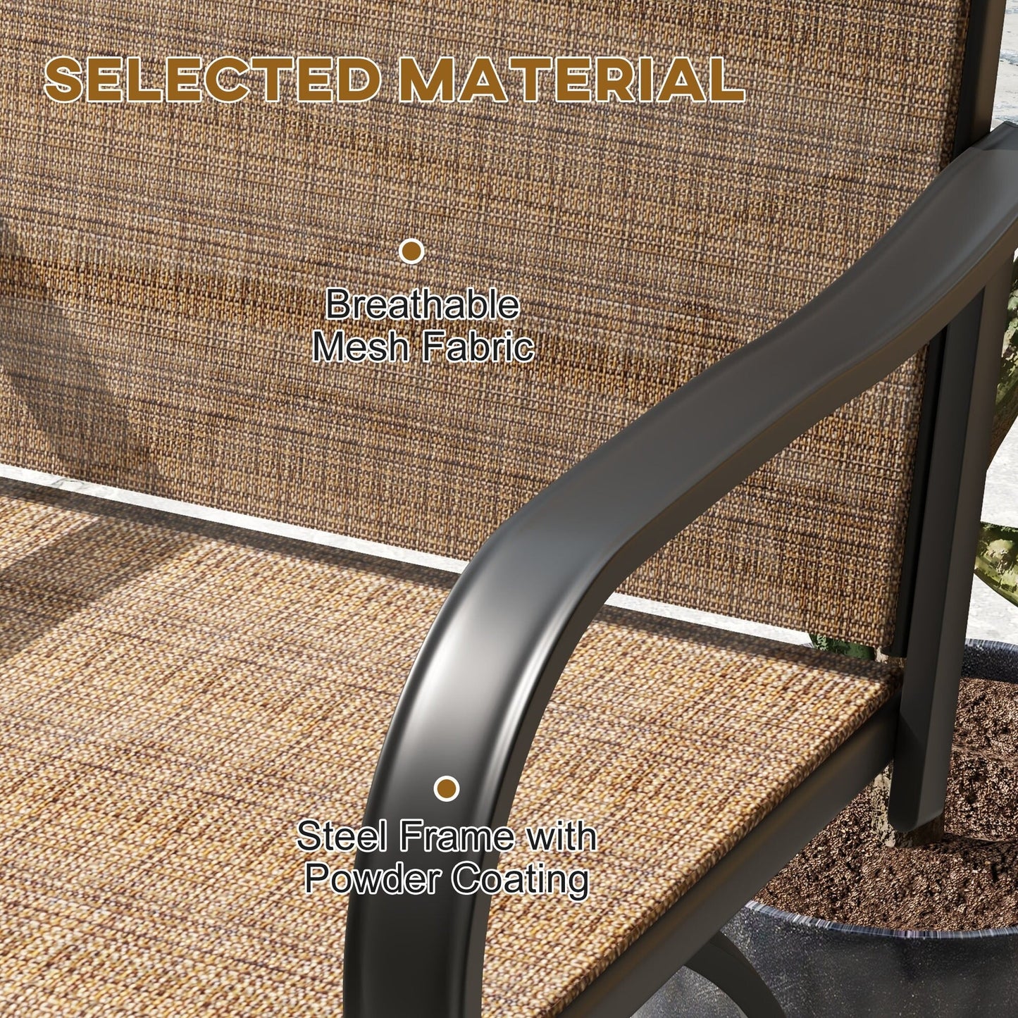 Outsunny Set di 2 sgabelli da bar per esterni con braccioli, sedie da giardino girevoli a 360° con tessuto a rete ad alta densità, acciaio