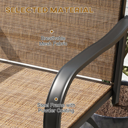 Outsunny Set di 2 sgabelli da bar per esterni con braccioli, sedie da giardino girevoli a 360° con tessuto a rete ad alta densità, acciaio