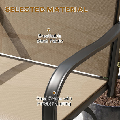 Outsunny Set di 2 sgabelli da bar per esterni con braccioli, sedie da giardino girevoli a 360° con tessuto a rete ad alta densità, acciaio