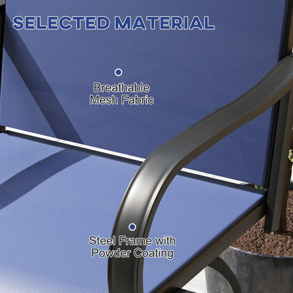 Outsunny Set di 2 sgabelli da bar per esterni con braccioli, sedie da giardino girevoli a 360° con tessuto a rete ad alta densità, acciaio