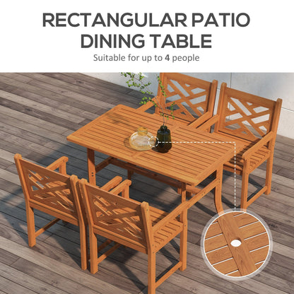 Set da pranzo per esterni Outsunny, tavolo da pranzo in legno a 4 posti e sedie per cortile, veranda, giardino, bordo piscina