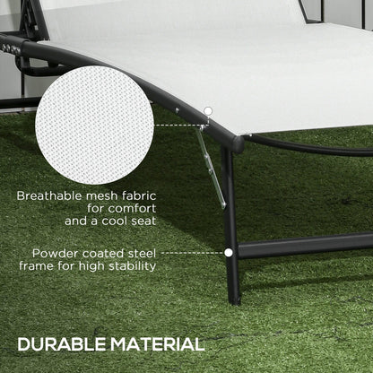 Set di 2 sedie a sdraio da giardino Outsunny, reclinabili da esterno in 2 pezzi con ruote, schienale regolabile su 5 livelli