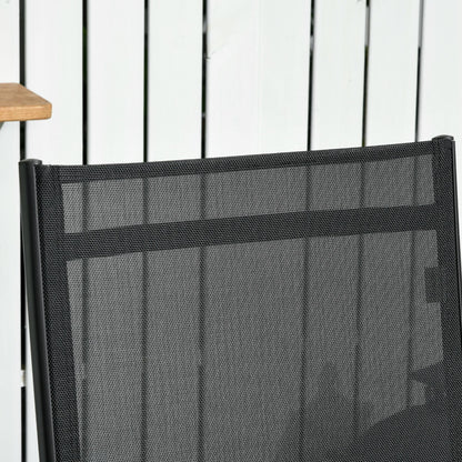 Set di 2 sedie a sdraio da giardino Outsunny, reclinabili da esterno in 2 pezzi con ruote, schienale regolabile su 5 livelli