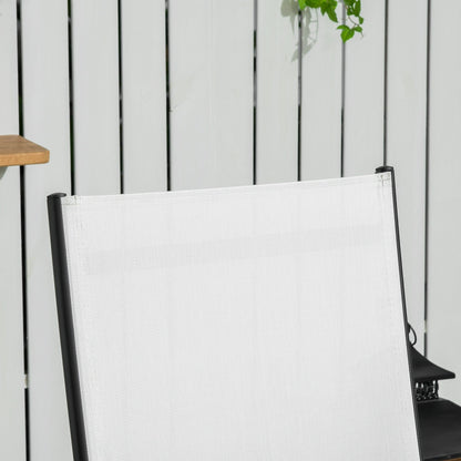 Set di 2 sedie a sdraio da giardino Outsunny, reclinabili da esterno in 2 pezzi con ruote, schienale regolabile su 5 livelli