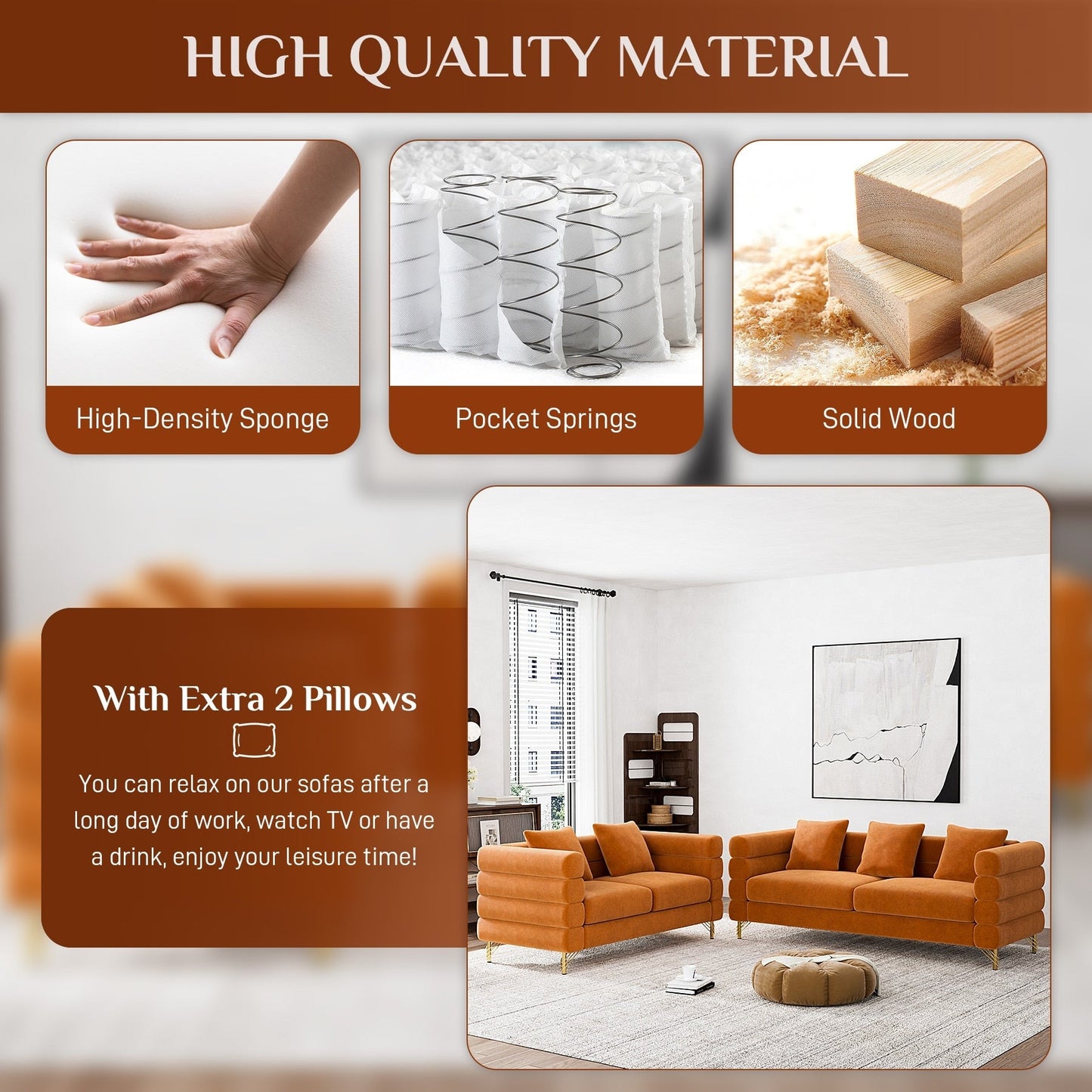 Divano Ouyessir Mid Century per camera da letto, soggiorno, salotti, ufficio, appartamento