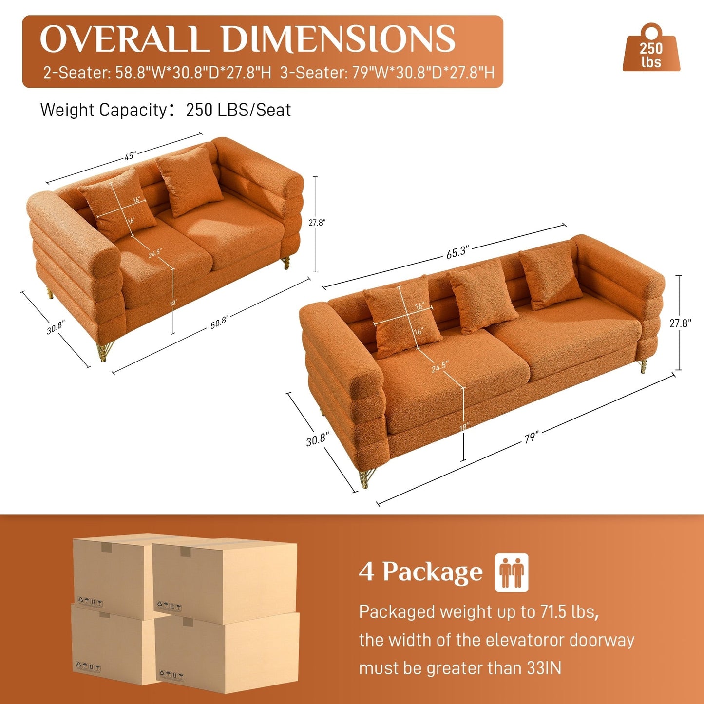 Divano Ouyessir Mid Century per camera da letto, soggiorno, salotti, ufficio, appartamento