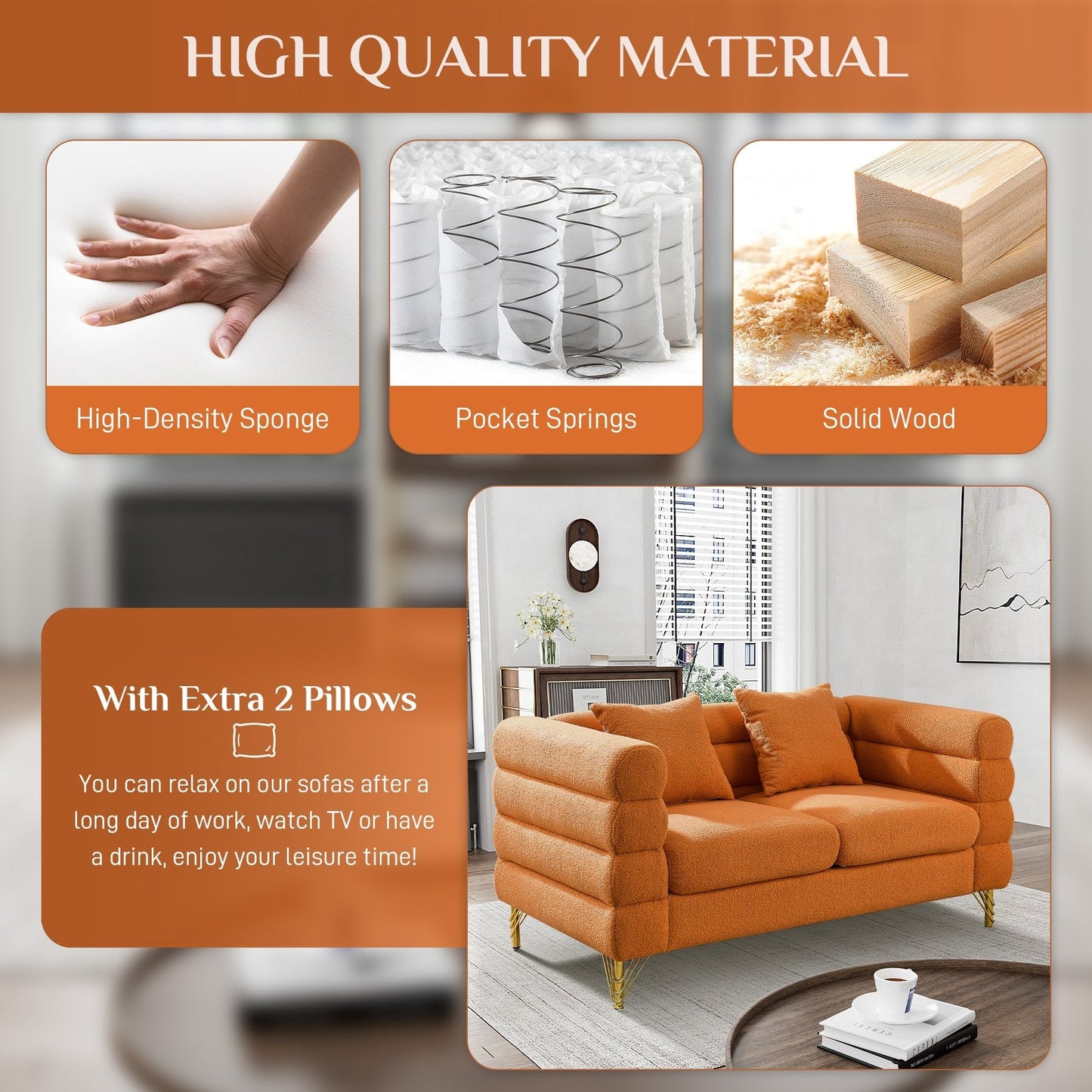 Divano Ouyessir Mid Century per camera da letto, soggiorno, salotti, ufficio, appartamento