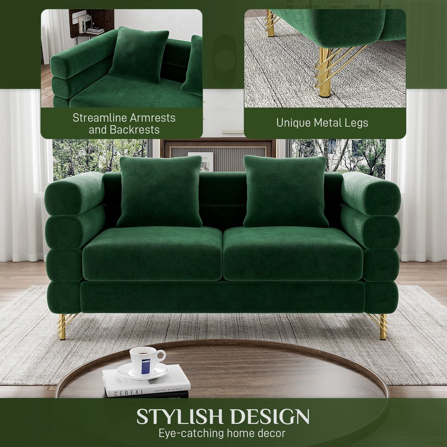 Divano Ouyessir Mid Century per camera da letto, soggiorno, salotti, ufficio, appartamento