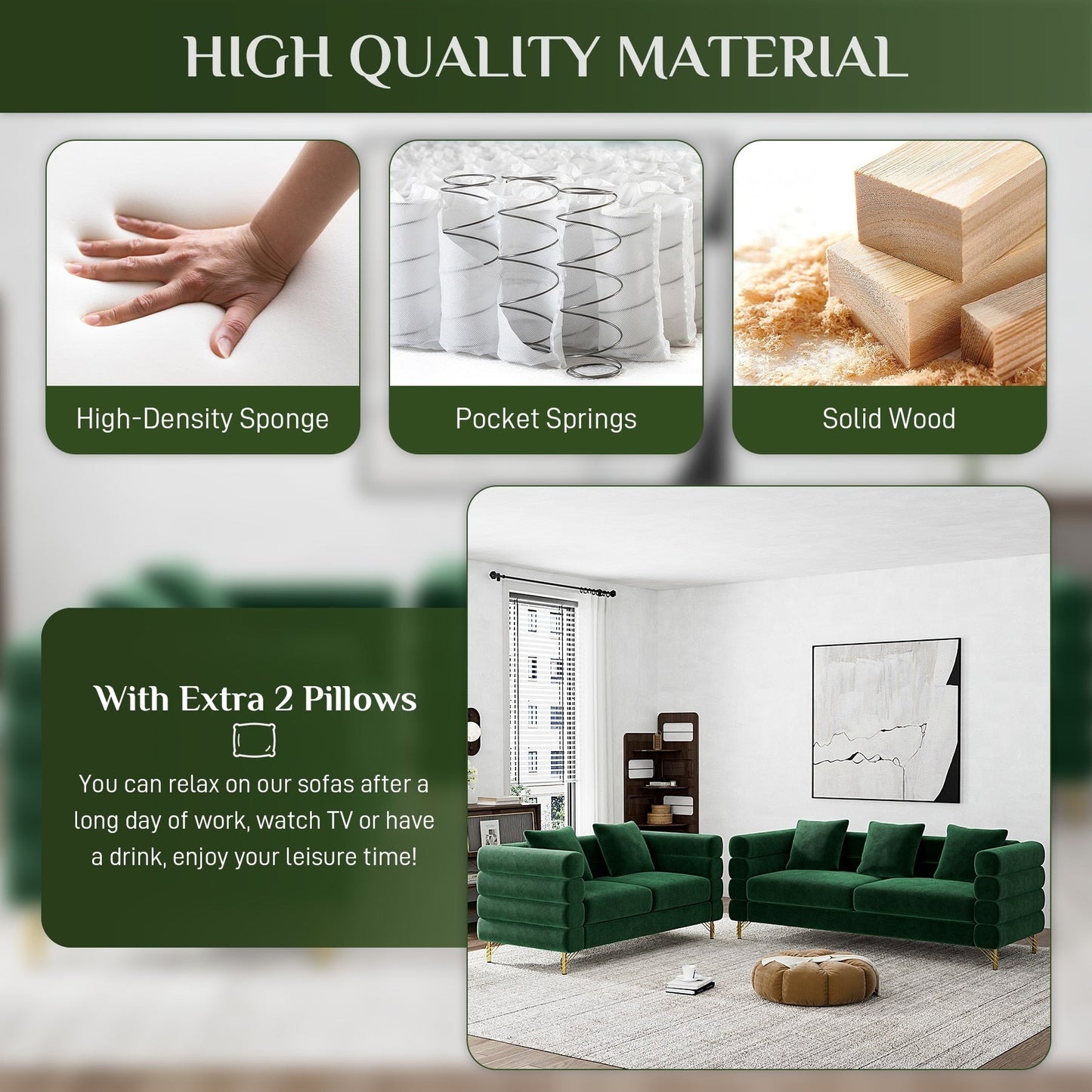 Divano Ouyessir Mid Century per camera da letto, soggiorno, salotti, ufficio, appartamento