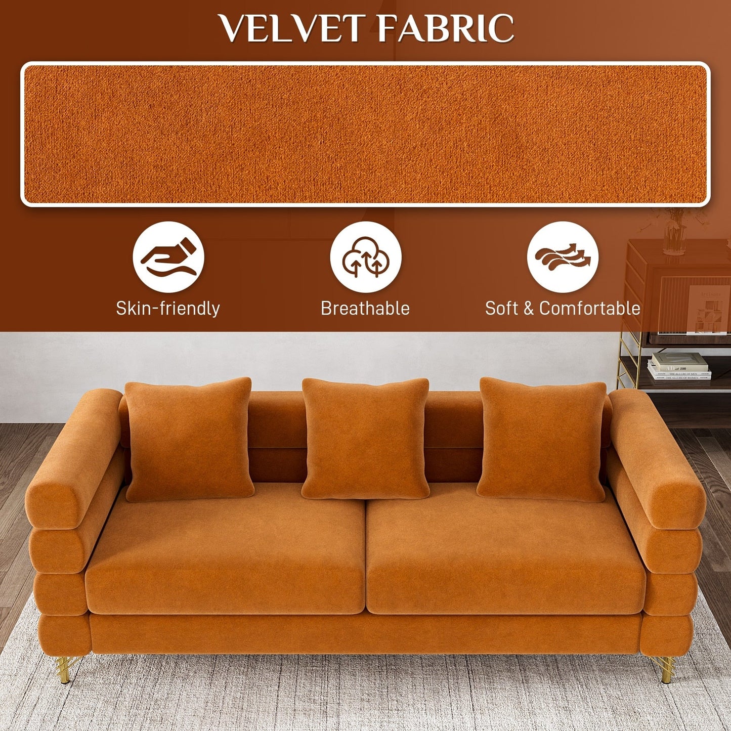 Divano Ouyessir Mid Century per camera da letto, soggiorno, salotti, ufficio, appartamento