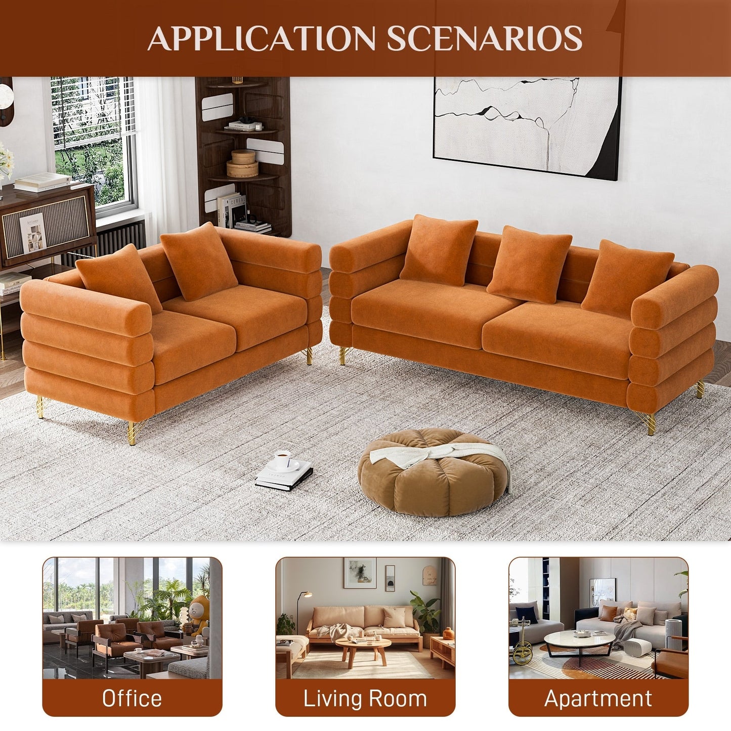 Divano Ouyessir Mid Century per camera da letto, soggiorno, salotti, ufficio, appartamento