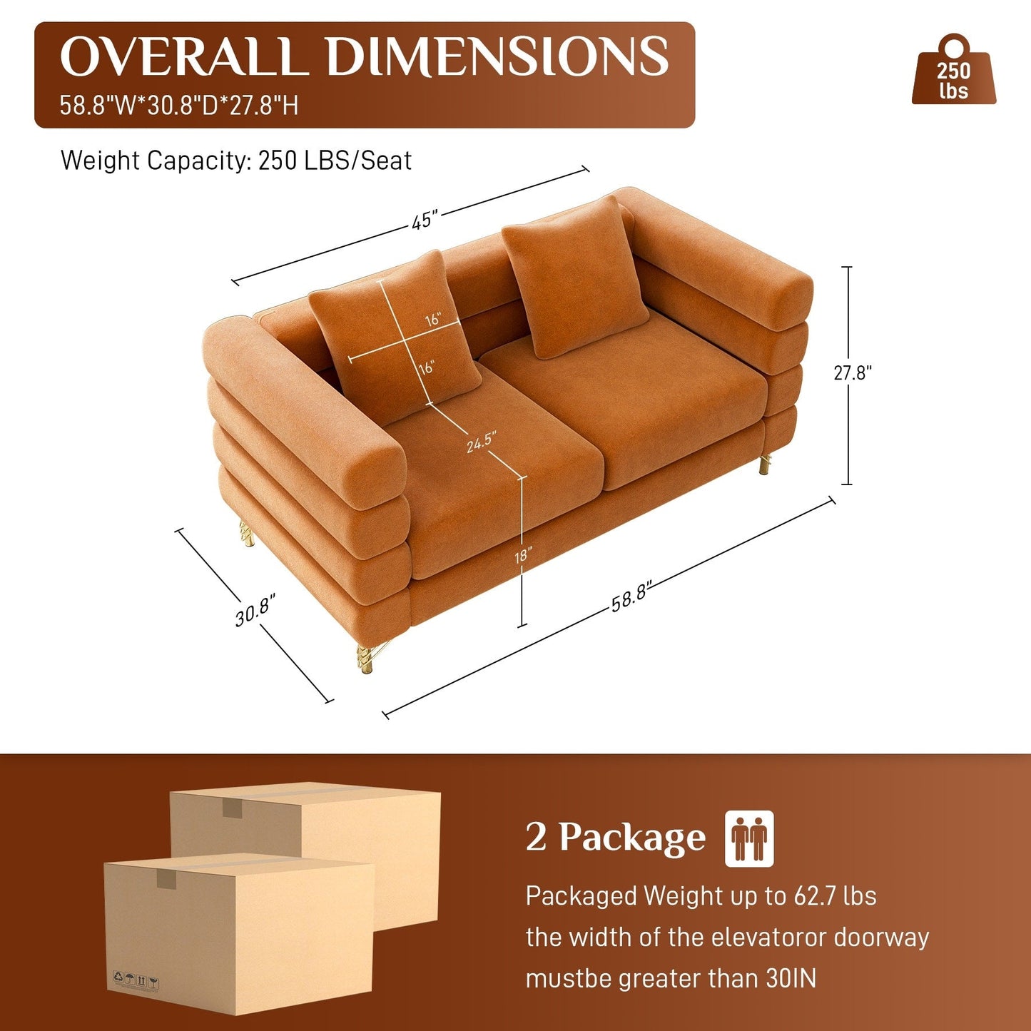 Divano Ouyessir Mid Century per camera da letto, soggiorno, salotti, ufficio, appartamento