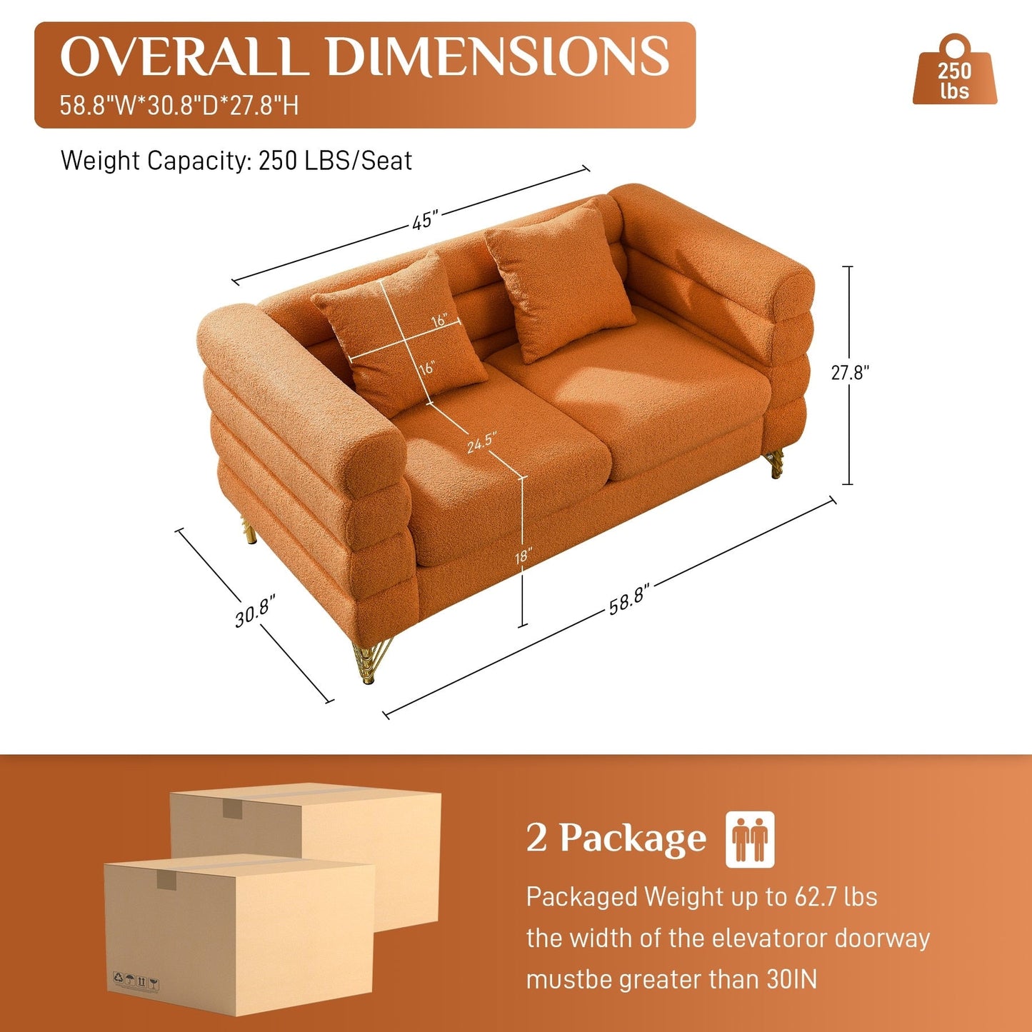 Divano Ouyessir Mid Century per camera da letto, soggiorno, salotti, ufficio, appartamento