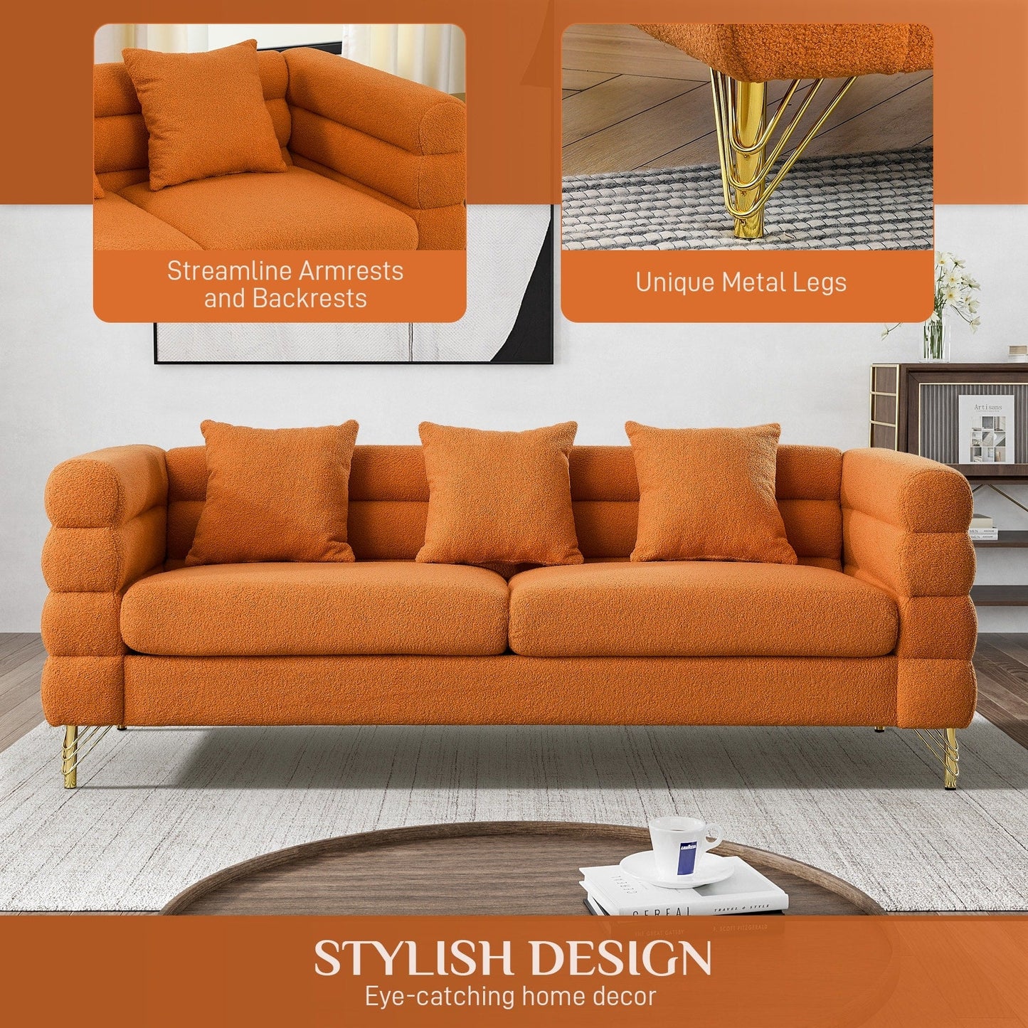 Divano Ouyessir Mid Century per camera da letto, soggiorno, salotti, ufficio, appartamento