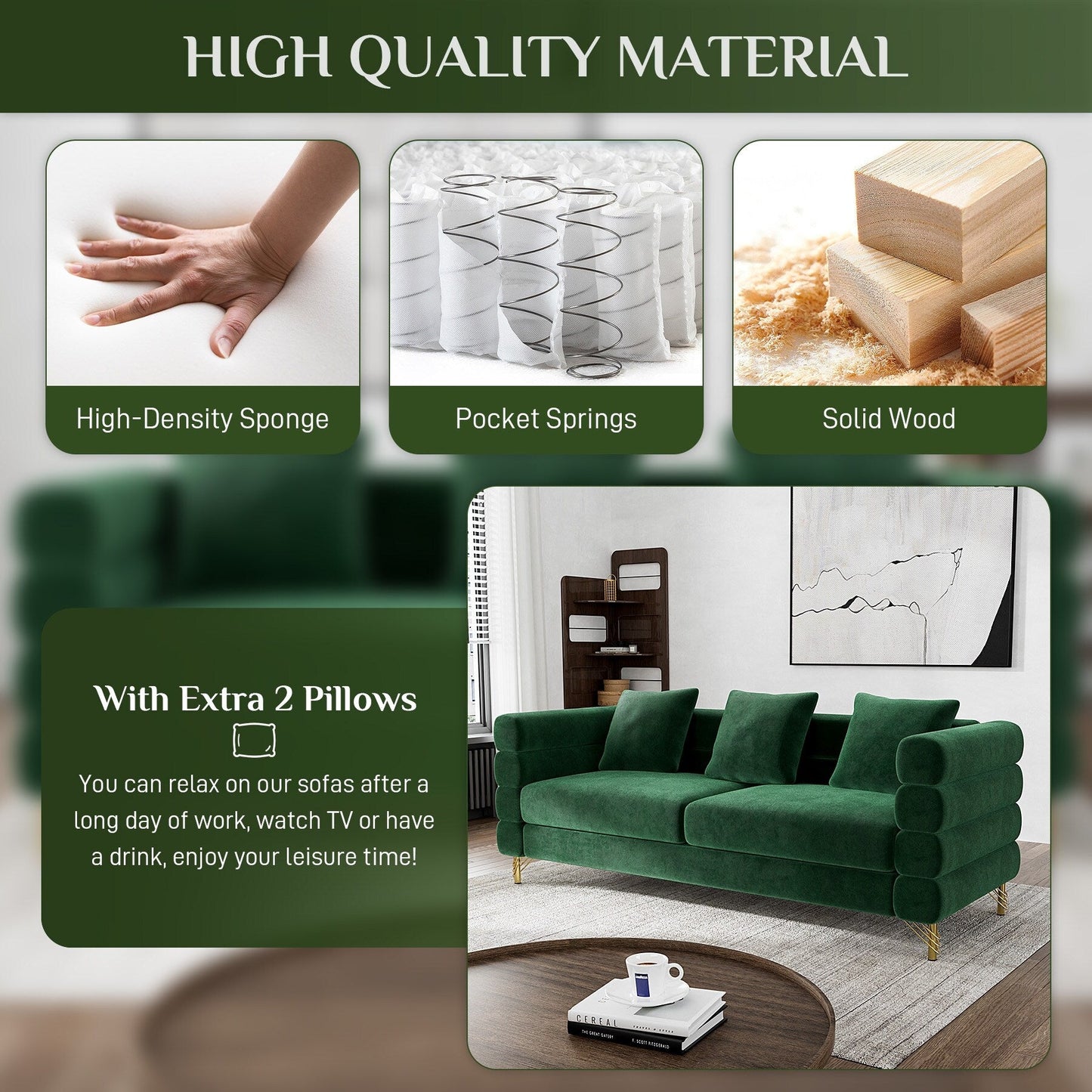 Divano Ouyessir Mid Century per camera da letto, soggiorno, salotti, ufficio, appartamento