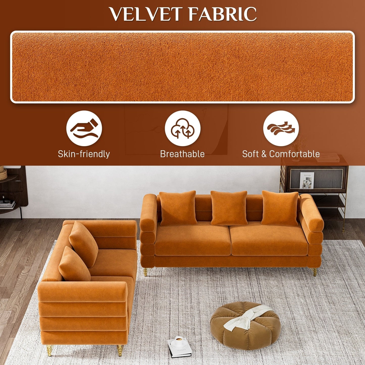 Divano Ouyessir Mid Century per camera da letto, soggiorno, salotti, ufficio, appartamento