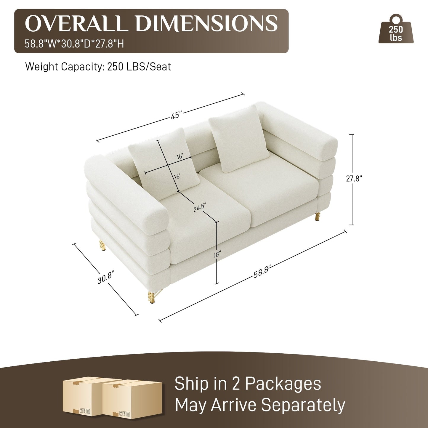 Divano Ouyessir Mid Century per camera da letto, soggiorno, salotti, ufficio, appartamento