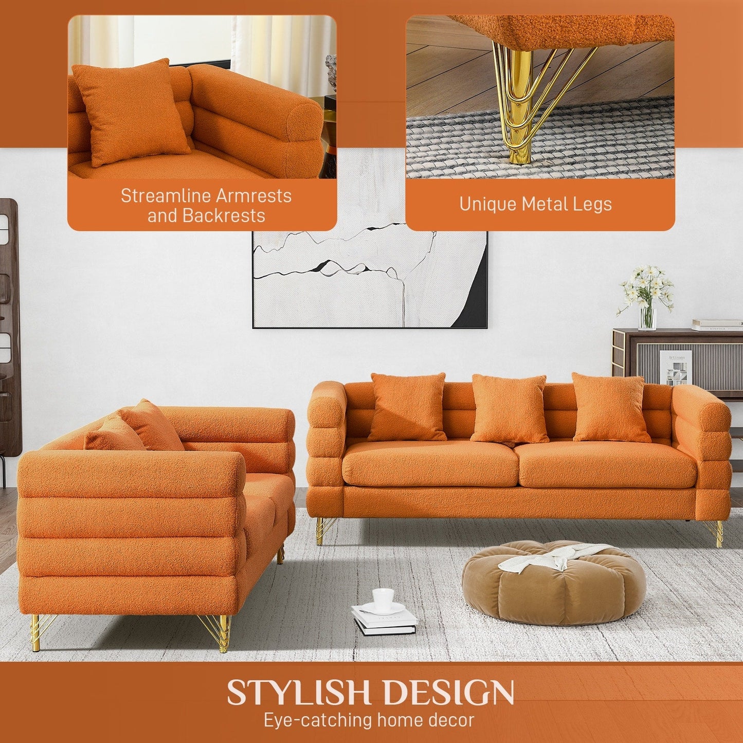 Divano Ouyessir Mid Century per camera da letto, soggiorno, salotti, ufficio, appartamento